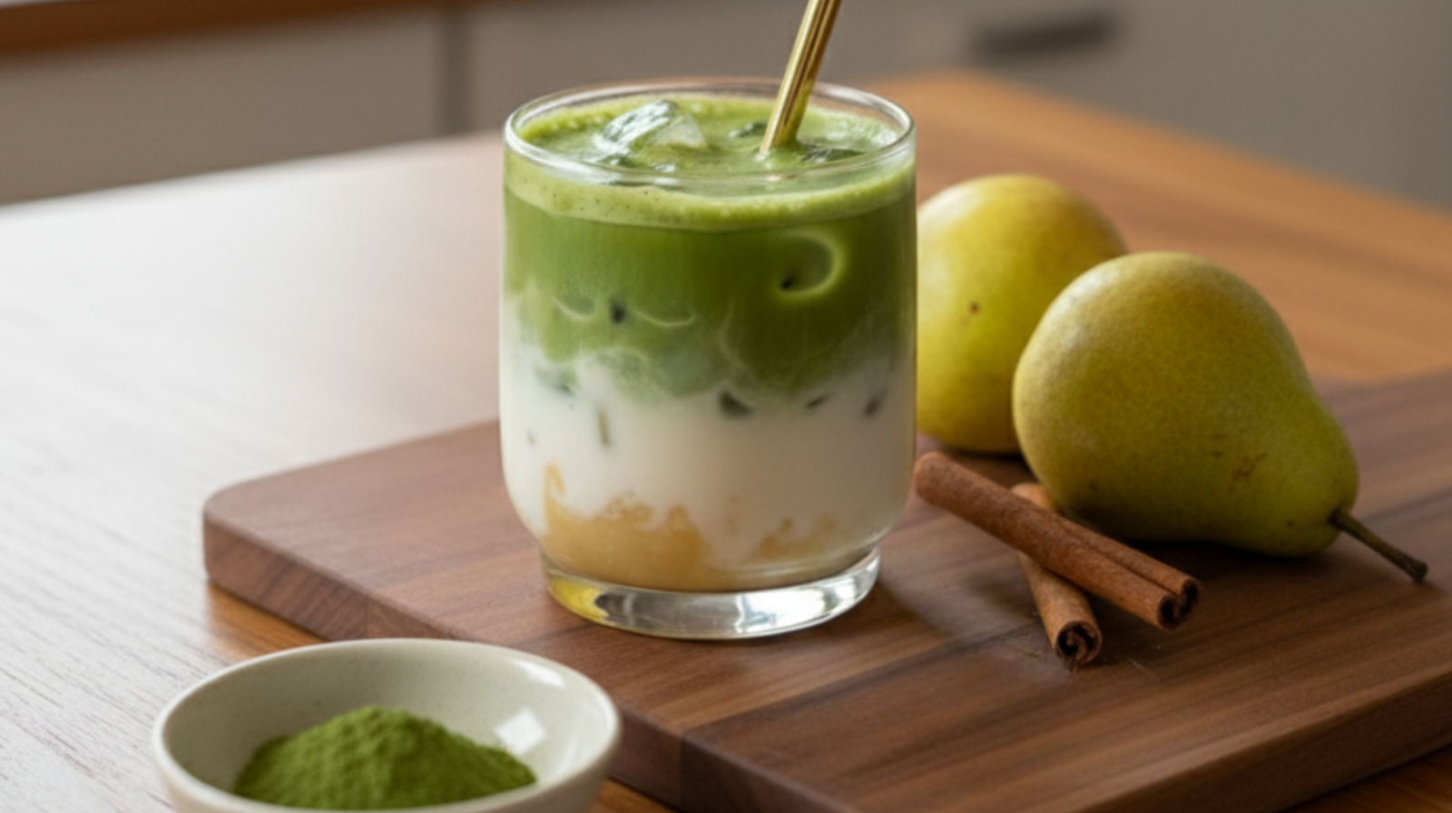 Spiced Pear Matcha Latte