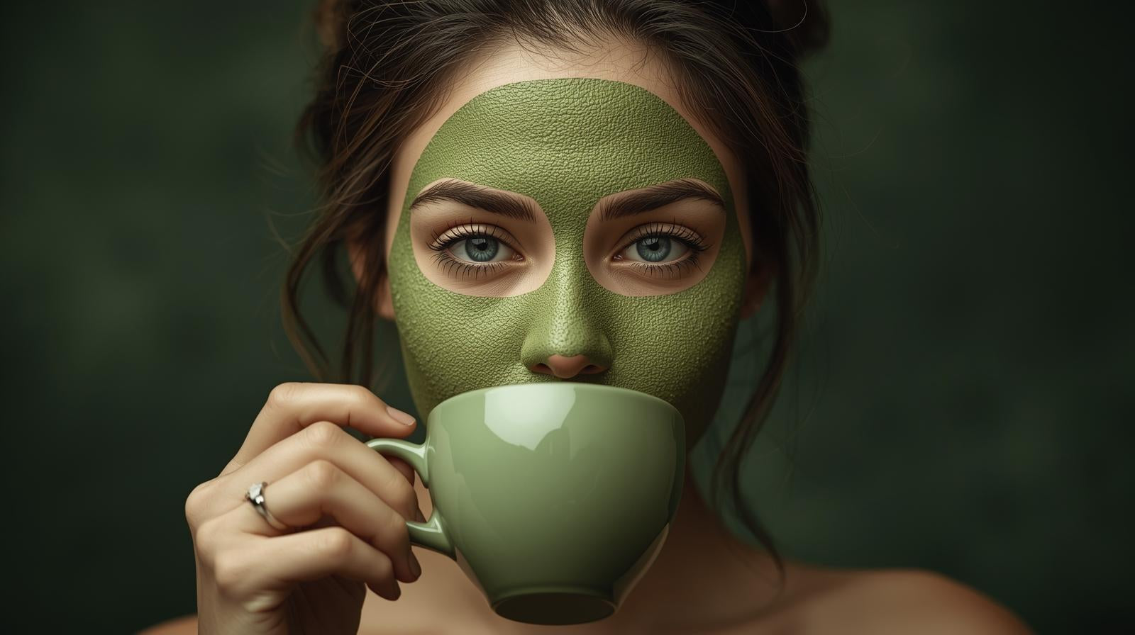 DIY matcha face mask made with matcha, honey, and yogurt for glowing skin.