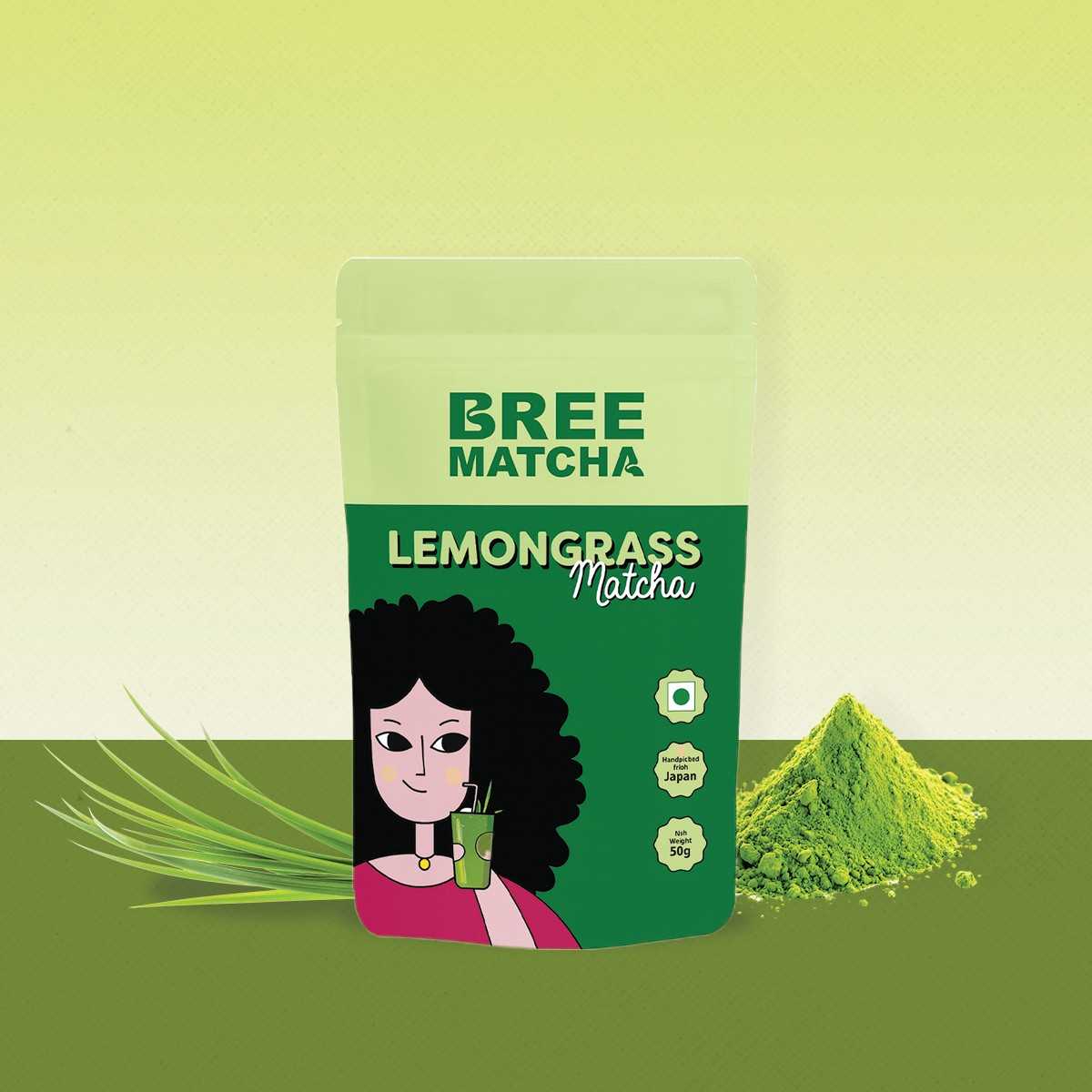 Lemongrass Matcha Tea – Organic Japanese Matcha with Natural Lemongrass Flavour & Monk Fruit | 50g | Bree Matcha