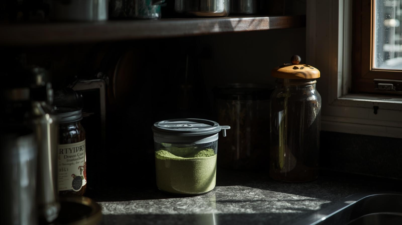 matcha stored in a airtight container