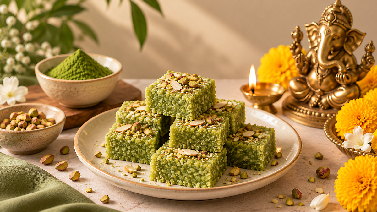 Matcha Coconut Barfi