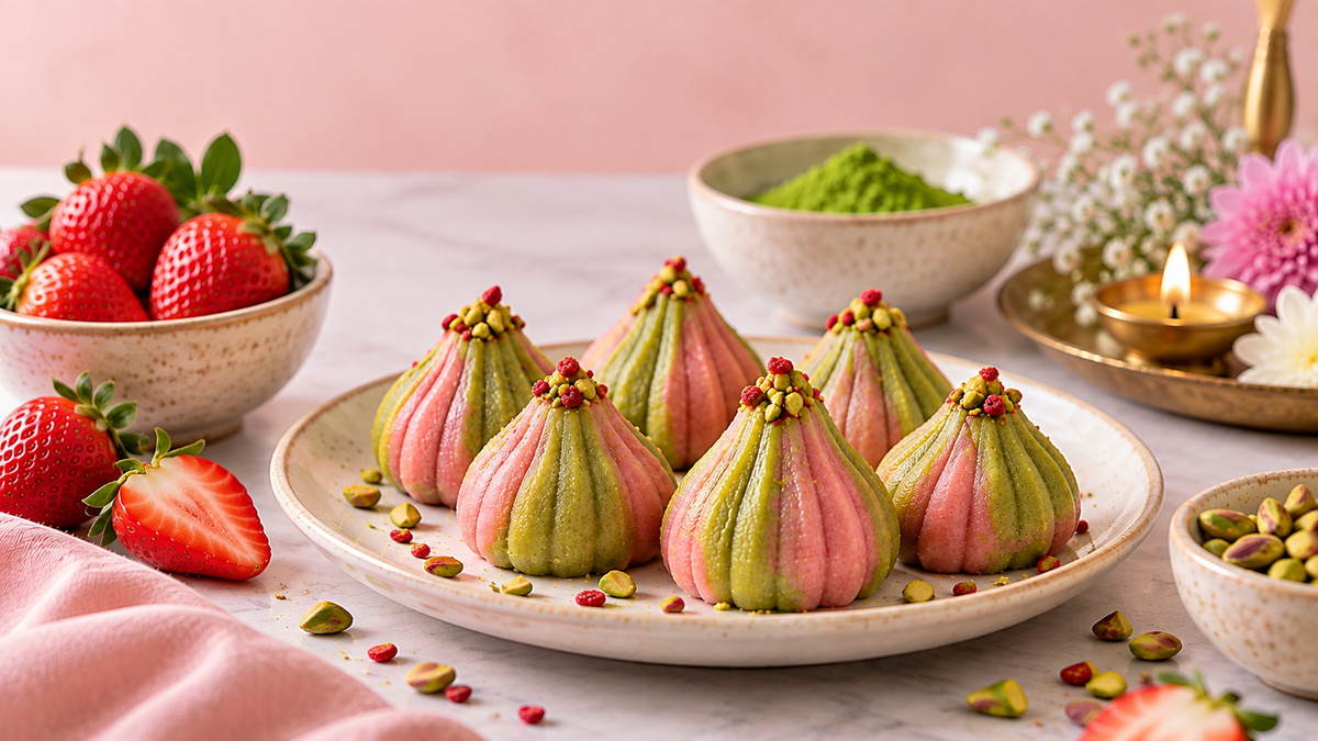 Strawberry Matcha Modak