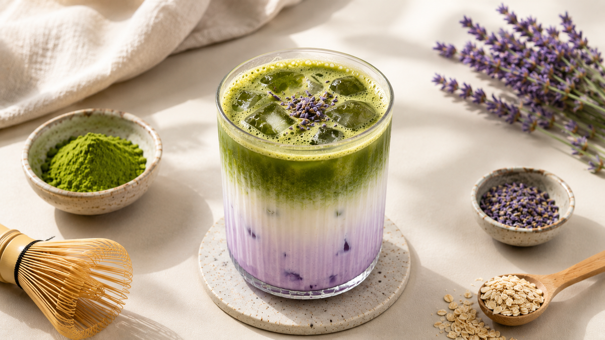 Oat Matcha Lavender Latte
