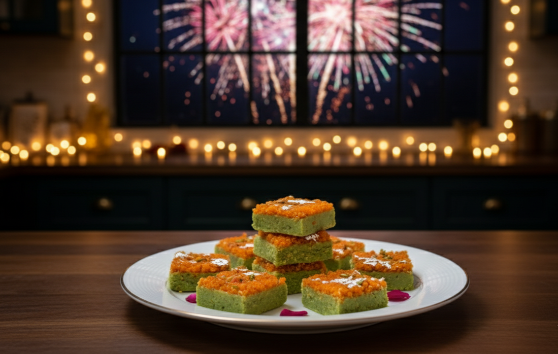 Matcha Motichoor Burfi