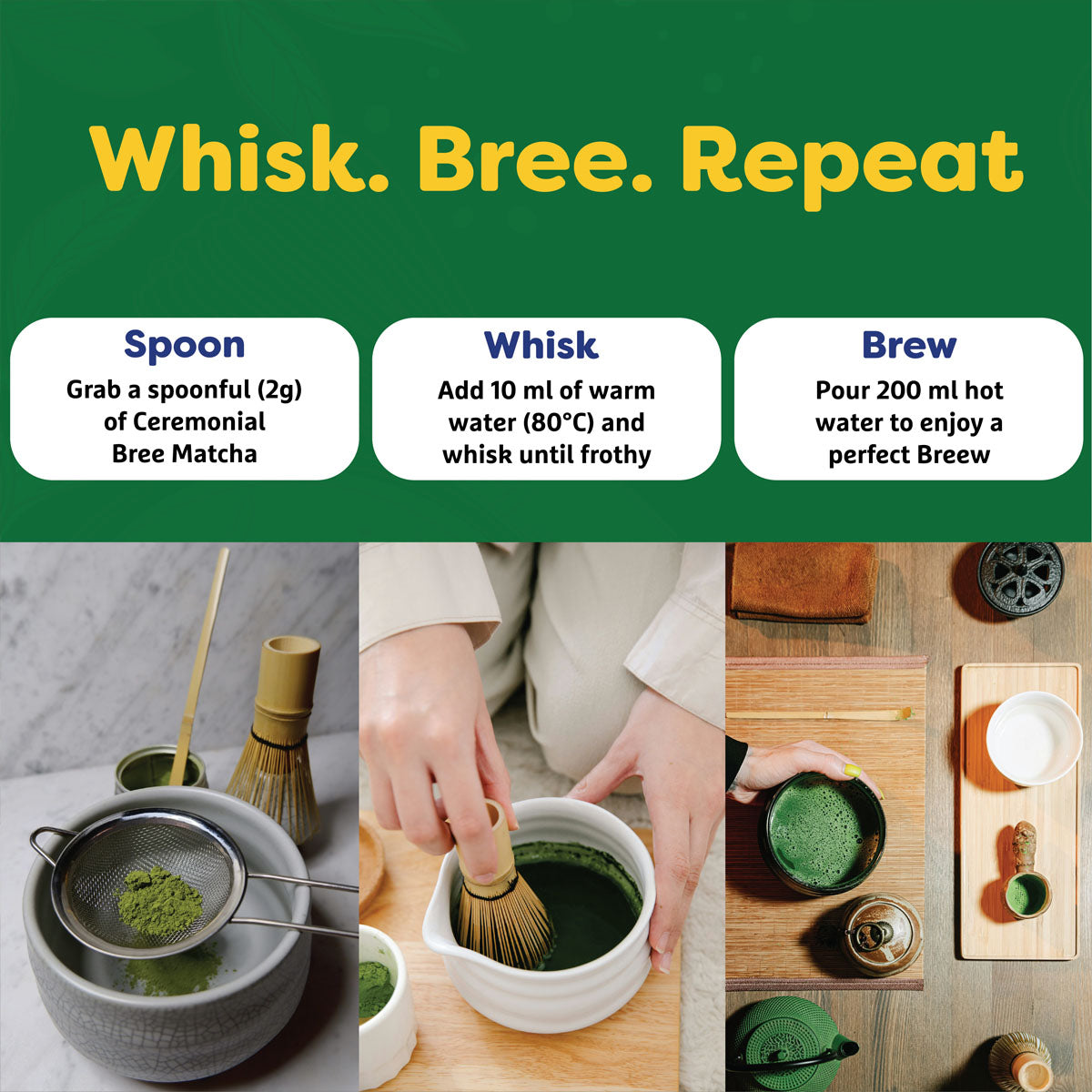 Steps to make matcha