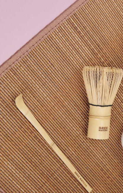 Bree Matcha Bamboo Matcha Whisk & Spoon Kit – Traditional Japanese Chasen Whisk (100-120 Prongs) & Spoon