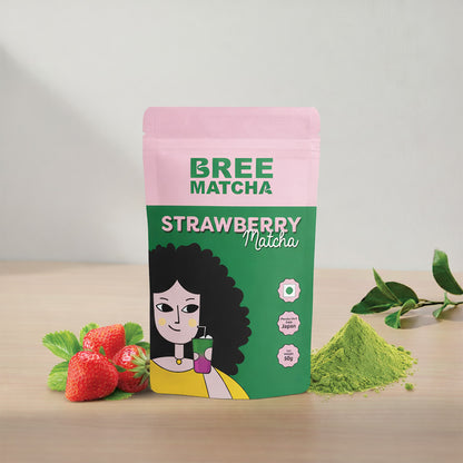 Strawberry Matcha – Organic Japanese Matcha Green Tea with Natural Strawberry Flavour | 50g | Bree Matcha