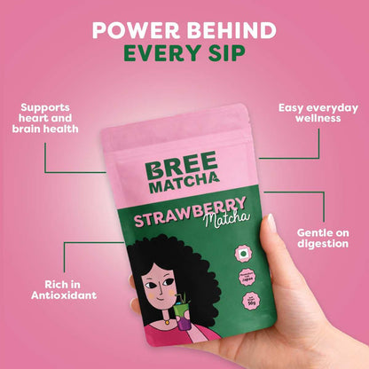 Strawberry Matcha – Organic Japanese Matcha Green Tea with Natural Strawberry Flavour | 50g | Bree Matcha