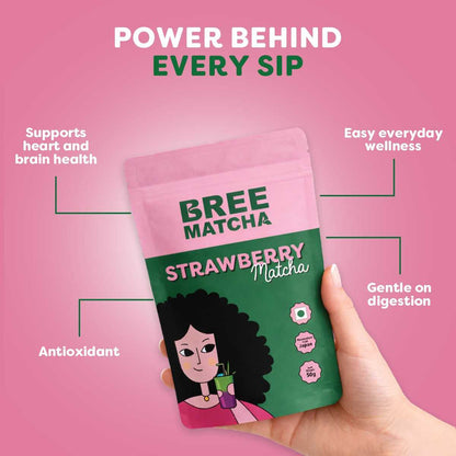 Strawberry Matcha – Organic Japanese Matcha Green Tea with Natural Strawberry Flavour | 50g | Bree Matcha