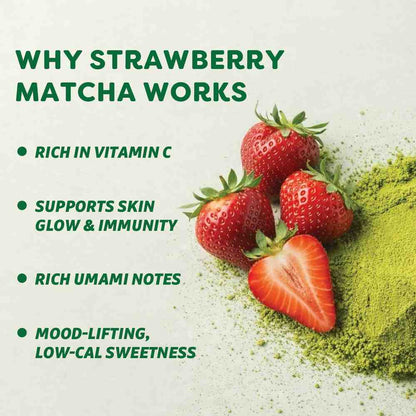 Strawberry Matcha – Organic Japanese Matcha Green Tea with Natural Strawberry Flavour | 50g | Bree Matcha