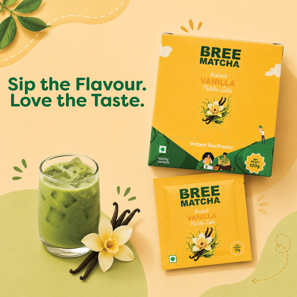 Vanilla Matcha Latte | Creamy & Refreshing | 10g – Pack of 3